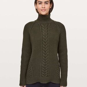 Lululemon Bring the Cozy Turtleneck Sweater Dark Olive PTP 19”